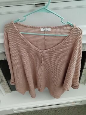 Waffle textured Print Dusty Nude Boho Top